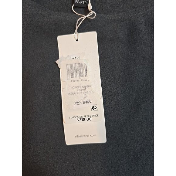 NEW EILEEN FISHER Silk Georgette Crepe Long Shell in Graphite size XXS New - Picture 5 of 12